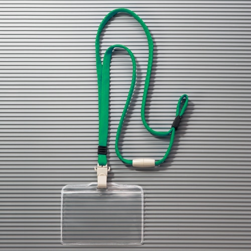 ライオン事務器　つりさげ名札　ヨコ型　ソフトタイプ　平ひも　グリーン　N-73MR　1個（ご注文単位1個）【直送品】