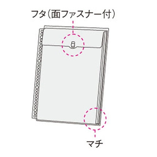 ライオン事務器　ポッケ　de　整理　A4タテ　2・4・30穴　片面1ポケット　マチ・フタ付　NP-1M　1パック（2枚）（ご注文単位1パック）【直送品】