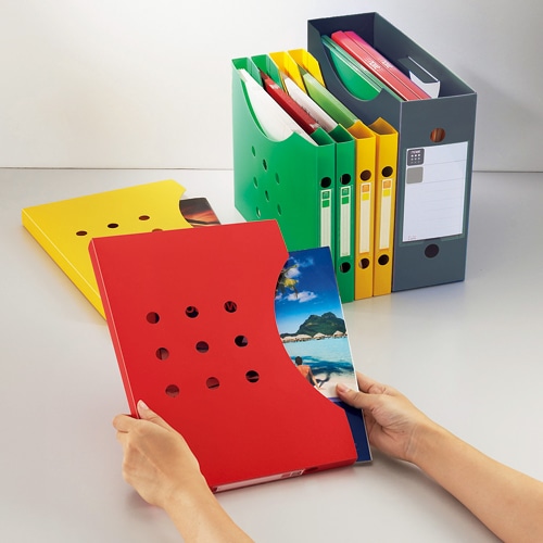 ライオン事務器　ボックスファイル（ノイル）　スリムタイプ　A4ヨコ　背幅25mm　イエロー　BF-12n　1個（ご注文単位1個）【直送品】