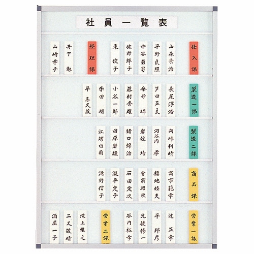 ライオン事務器　社員一覧表　90枚5段用　W450×H600×D20mm　No.90N　1枚（ご注文単位1枚）【直送品】