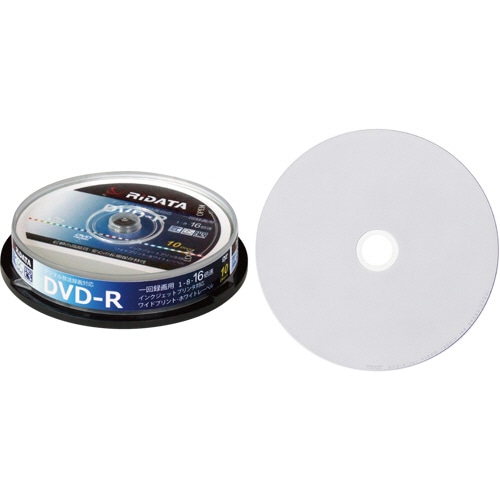 RiDATA　録画用DVD-R　120分　1-16倍速　ホワイトワイドプリンタブル　スピンドルケース　D-RCP16X.PW10RD　D　1パック（10枚）（ご注文単位1パック）【直送品】