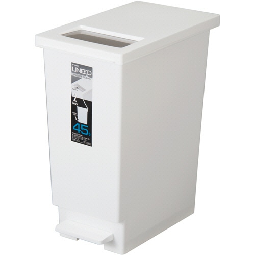 新輝合成 ユニード プッシュ&ペダル 45L ホワイト DS-453-045-8 1個(ご注文単位1個)【直送品】