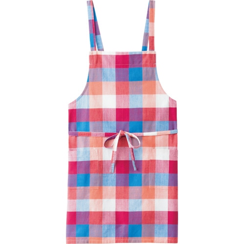 レップ　エプロン　チェック　ピンク　P-0765　1枚（ご注文単位1枚）【直送品】