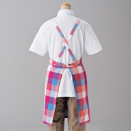 レップ エプロン チェック ピンク P-0765 1枚(ご注文単位1枚)【直送品】