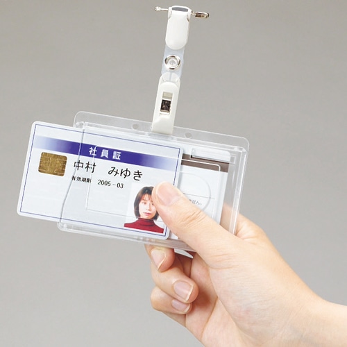 ライオン事務器 ツインIDカード専用名札 ヨコ型 ハードタイプ クリップ付 N-216 1個(ご注文単位1個)【直送品】