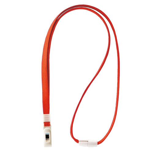 ライオン事務器　名札用ストラップ　レッド　N-7P　1本（ご注文単位1本）【直送品】