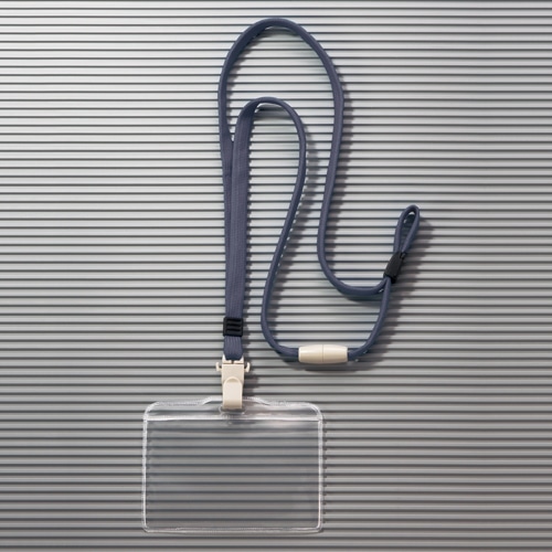 ライオン事務器 つりさげ名札 ヨコ型 ソフトタイプ 平ひも グレー N-73MR 1個(ご注文単位1個)【直送品】