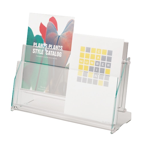 ライオン事務器　卓上パンフレットスタンド　アクリルフレーム　A4　2列2段　PS-221A　1個（ご注文単位1個）【直送品】