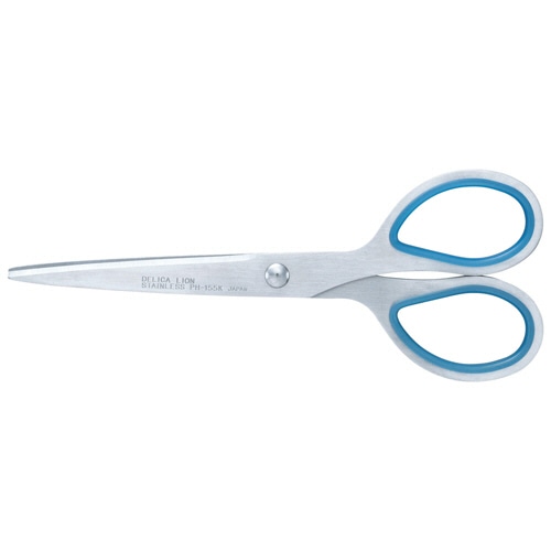ライオン事務器　ステンレスはさみ　刃渡り73mm　ブルー　PH-155K　1本（ご注文単位1本）【直送品】