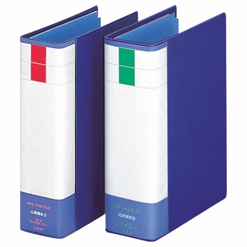 ライオン事務器　パイプ式ファイル（環境）　両開き　B5タテ　600枚収容　60mmとじ　背幅81mm　ブルー　No.765RK　1冊（ご注文単位1冊）【直送品】