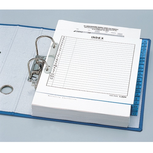 ライオン事務器　ファイル用インデックス　ABC見出し　縦221×横215（＋12）mm　2穴　22枚組　136-90　1組（ご注文単位1組）【直送品】