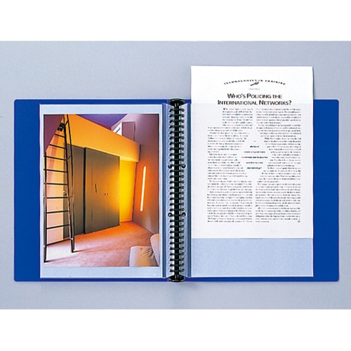 ライオン事務器 クリアーバインダー A4タテ 30穴 20ポケット付属 背幅30mm ブルー CB-543 1冊(ご注文単位1冊)【直送品】