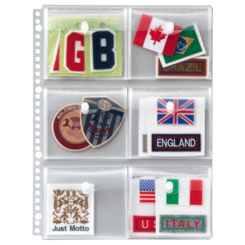 ライオン事務器　ポッケ　de　整理　A4タテ　2・4・30穴　片面6ポケット　マチ・フタ付　NP-6M　1パック（2枚）（ご注文単位1パック）【直送品】