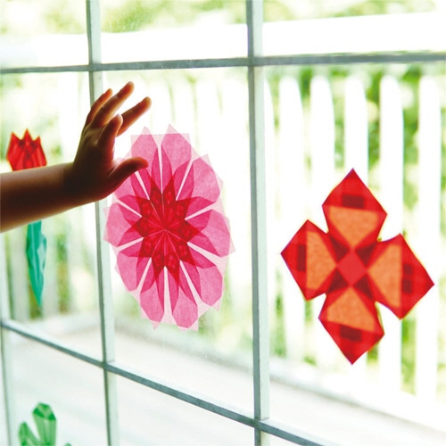 クラサワ ひかりとり紙 7色アソート (75×75mm:各色16枚 150×150mm:各色8枚) P0200 1パック(計168枚)(ご注文単位1パック)【直送品】