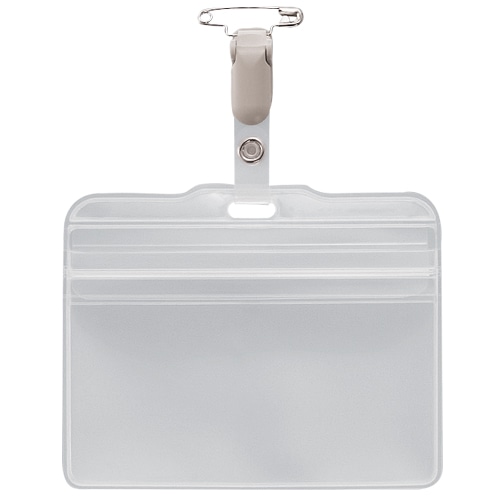 ライオン事務器　チャック式名札　ヨコ型　ソフトタイプ　取付用クリップ付　N-87K　1個（ご注文単位1個）【直送品】