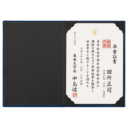 ライオン事務器 証書ホルダー A4タテ ブルー No.454N 1冊(ご注文単位1冊)【直送品】