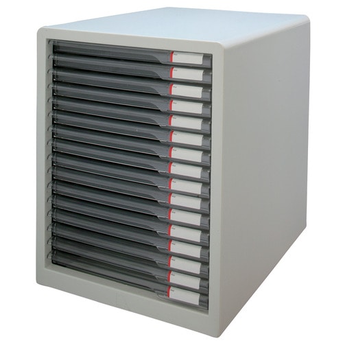 アイリスオーヤマ　レターケース　A4タテ　スリム16段　ライトグレー　L-16SSR　1台（ご注文単位1台）【直送品】