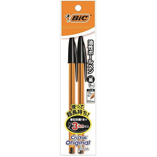 BIC　油性ボールペン　クリスタル　オリジナルファイン　0.8mm　黒　CST-OF08BLKP2　1パック（2本）（ご注文単位1パック）【直送品】