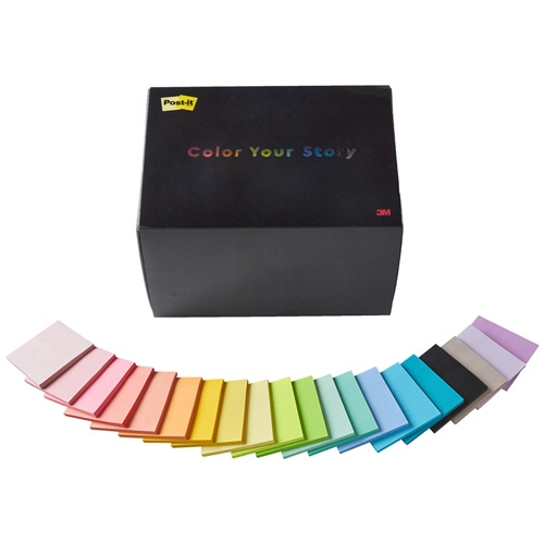 3M ポスト・イット 強粘着ノート マルチカラー 全色パック 75×75mm 20色 654SS-MC-AL2 1箱(20冊)(ご注文単位1箱)【直送品】
