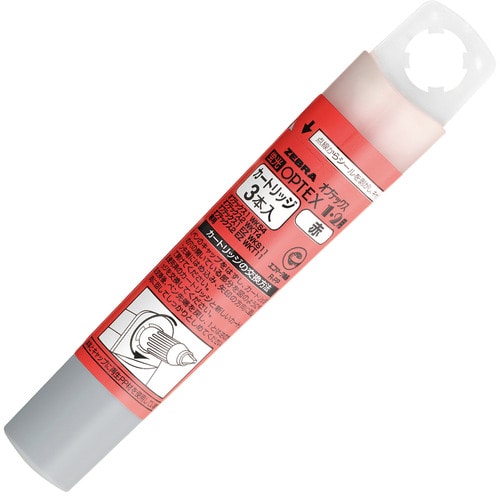 ゼブラ　蛍光オプテックス1・2用カートリッジ　赤　RWK8-R　1ケース（3本）（ご注文単位1ケース）【直送品】