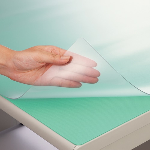 ライオン事務器 デスクマット 再生塩ビ製 ノングレア仕上 ダブル(グリーンマット付) 1190×690×1.5mm No.127-PRM 1枚(ご注文単位1枚)【直送品】