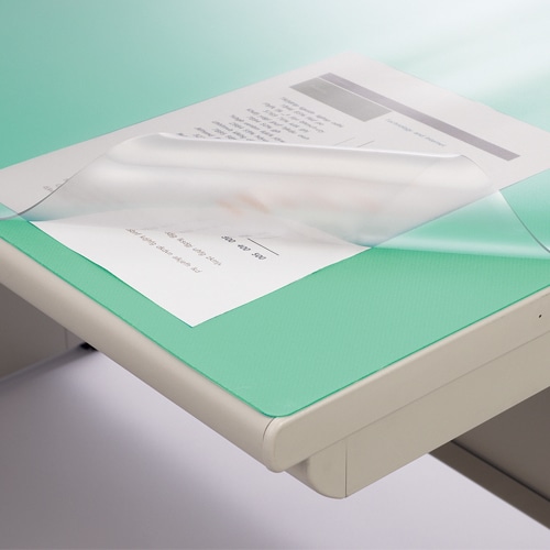 ライオン事務器　デスクマット　再生塩ビ製　ノングレア仕上　ダブル（グリーンマット付）　1045×620×1.5mm　No.6-PRM　1枚（ご注文単位1枚）【直送品】