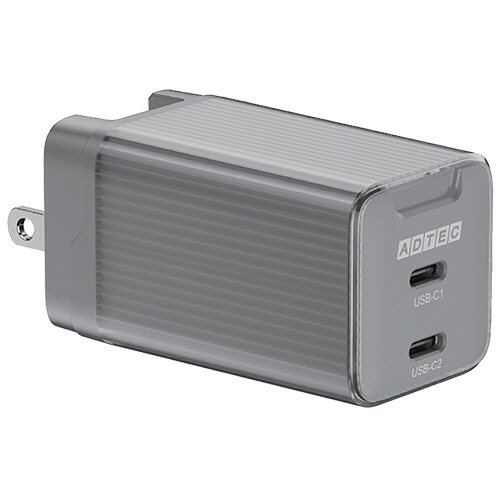 アドテック PD対応 AC充電器 GaN USB Type-C 2ポート 65W ブラック APD-V065C2-BK 1個(ご注文単位1個)【直送品】