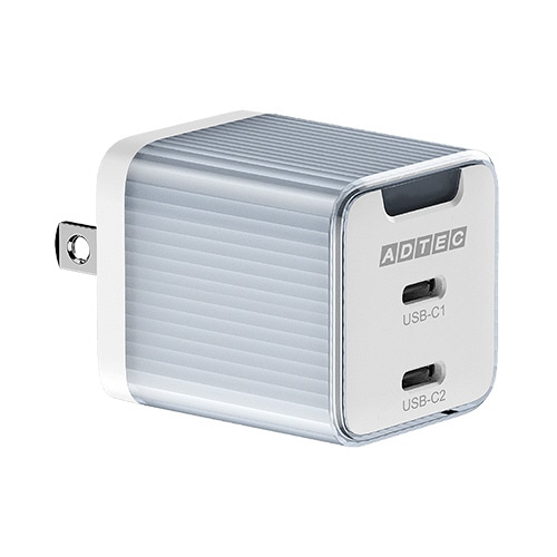 アドテック　PD対応　AC充電器　GaN　USB　Type-C　2ポート　45W　ブルー　APD-V045C2-BL　1個（ご注文単位1個）【直送品】