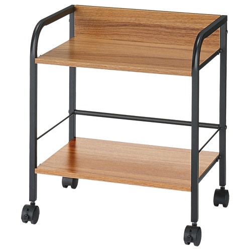 YAMAZEN　キャスター付リビングラック　2段　オーク／ブラック　YZCR-2（OAK／BK）　1台（ご注文単位1台）【直送品】
