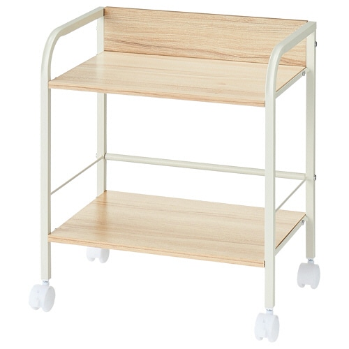 YAMAZEN　キャスター付リビングラック　2段　ナチュラルメイプル／アイボリー　YZCR-2（NM／IV）　1台（ご注文単位1台）【直送品】