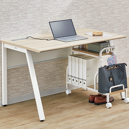 YAMAZEN デスク下ワゴン バッグ・靴収納付 幅700mm ホワイト/アイボリー MUDB-70(WH/IV) 1台(ご注文単位1台)【直送品】