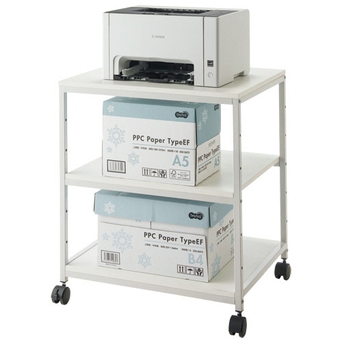 シンプルデスクワゴンN 3段 幅600×奥行485×高さ715mm ホワイト 1台(ご注文単位1台)【直送品】