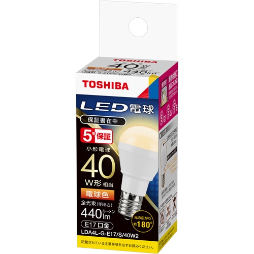 東芝ライテック　LED電球　ミニクリプトン形　E17口金　4.2W　電球色　LDA4L-G-E17／S／40W／2　1個（ご注文単位1個）【直送品】