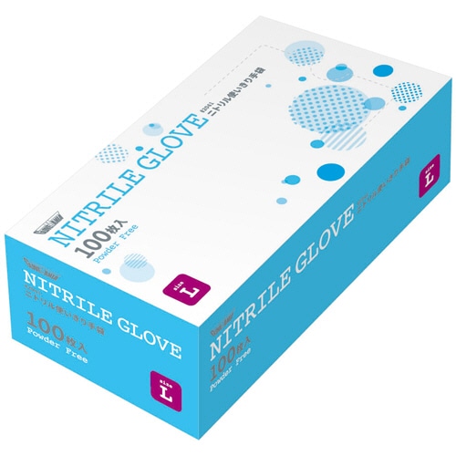 川西工業　ニトリル使いきり手袋　パウダーフリー　ブルー　L　#2041　1箱（100枚）（ご注文単位1箱）【直送品】