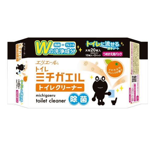 大王製紙　エリエール　ミチガエルトイレクリーナー　つめかえ用　1セット（20枚：10枚×2パック）（ご注文単位1セット）【直送品】