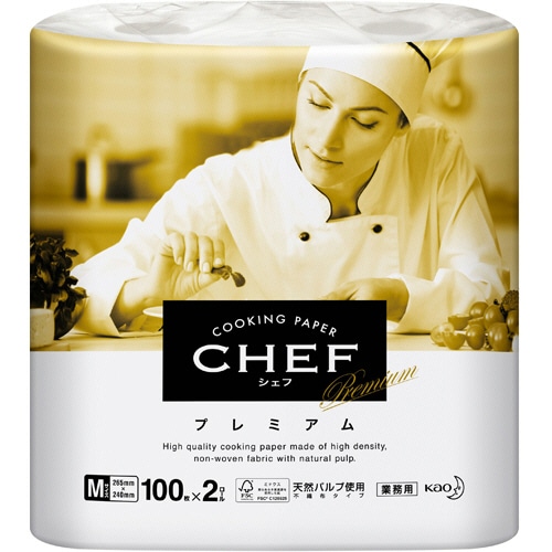 花王　クッキングペーパー　CHEF（シェフ）　プレミアム　M　100カット／ロール　1パック（2ロール）（ご注文単位1パック）【直送品】