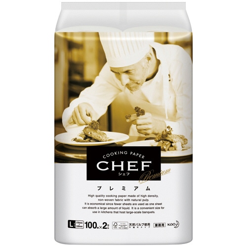 花王　クッキングペーパー　CHEF（シェフ）　プレミアム　L　100カット／ロール　1パック（2ロール）（ご注文単位1パック）【直送品】