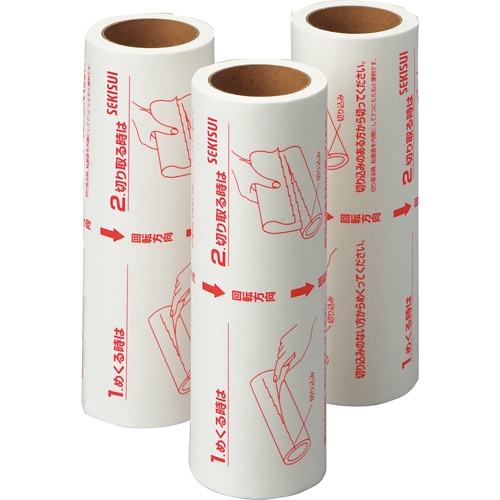 積水マテリアルソリューションズ カーペットローラー ミセスロール スペアテープ 裏ワザカット J5UT3P 1パック(3巻)(ご注文単位1パック)【直送品】