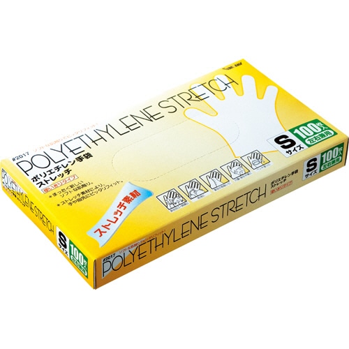 川西工業　ポリエチレン手袋　ストレッチ　S　2017S　1箱（100枚）（ご注文単位1箱）【直送品】