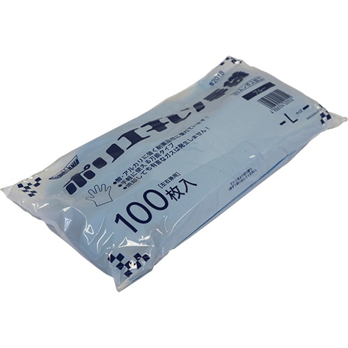 川西工業 ポリエチレン手袋 外エンボス エコノミー ブルー L #2018 1パック(100枚)(ご注文単位1パック)【直送品】