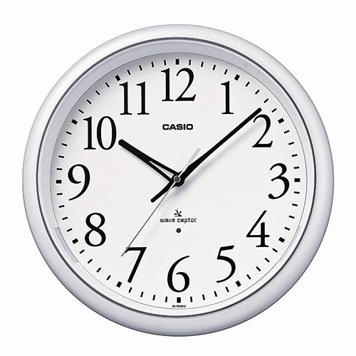 カシオ　夜見えライト付電波掛時計　パールホワイト　IQ-1050NJ-7JF　1台（ご注文単位1台）【直送品】