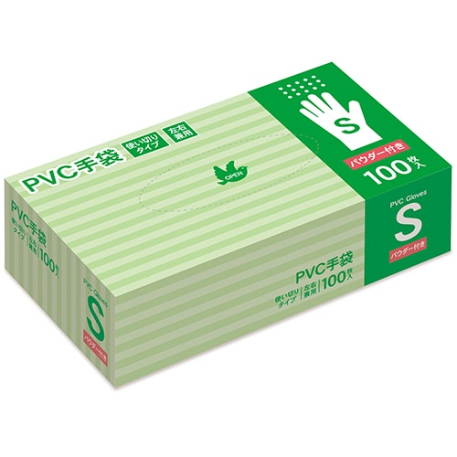 PVC手袋 パウダー付き S 1箱(100枚)(ご注文単位1箱)【直送品】
