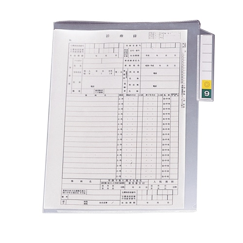 リヒトラブ　カルテフォルダー（縦型）　シングルポケット　A4　見出し紙付　HK7608-ミ　1箱（200枚）（ご注文単位1箱）【直送品】