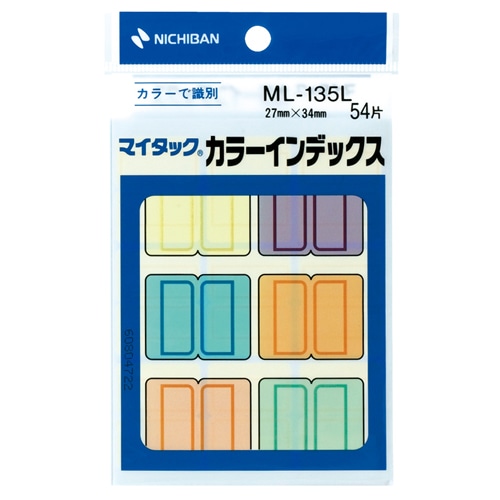 ニチバン　マイタック　カラーインデックス　大　27×34mm　6色　ML-135L　1パック（54片：各色9片）（ご注文単位1パック）【直送品】