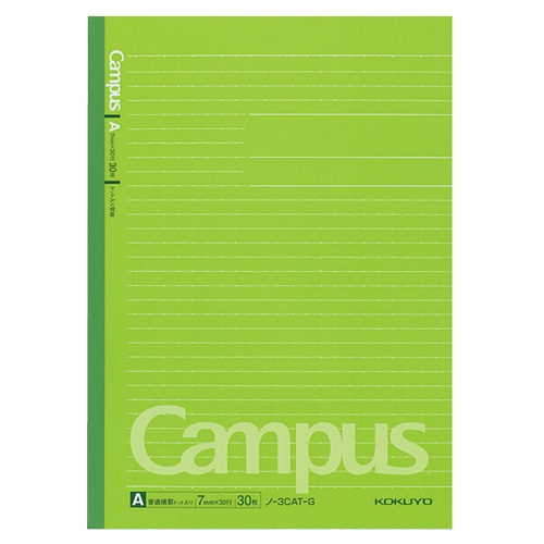コクヨ　キャンパスノート（ドット入り罫線・カラー表紙）　セミB5　A罫　30枚　緑　ノ-3CAT-G　1冊（ご注文単位1冊）【直送品】