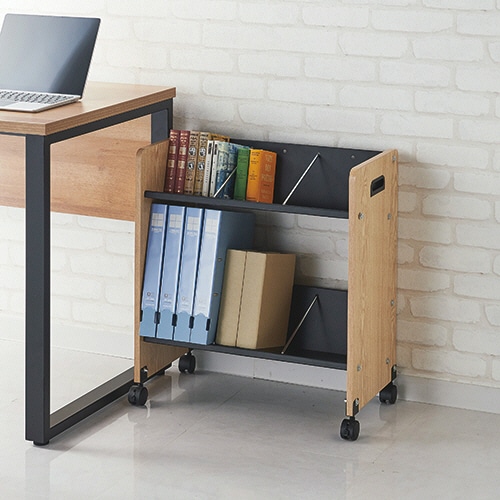 2WAYファイルワゴン ナチュラル/ブラック 1台(ご注文単位1台)【直送品】