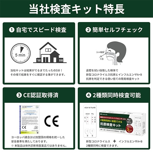 小林薬品 RABLISS 新型コロナウイルス&インフルエンザA/B 抗原検査キット KO316 1個(ご注文単位1個)【直送品】