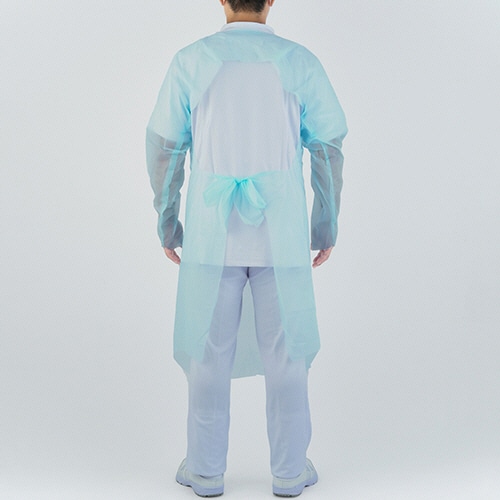 伊藤忠リーテイルリンク　プラスチックガウン　指フック　ブルー　SHG-003　1箱（10枚）（ご注文単位1箱）【直送品】