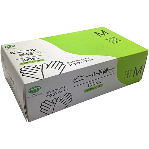 アルフォーインターナショナル ビニール手袋 パウダーフリー ナチュラル M T-003 1箱(100枚)(ご注文単位1箱)【直送品】