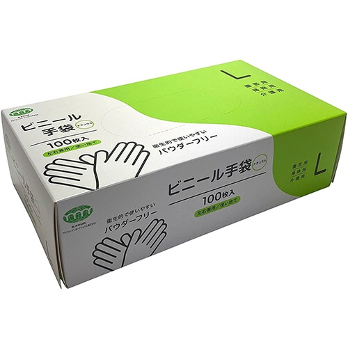 アルフォーインターナショナル ビニール手袋 パウダーフリー ナチュラル L T-004 1箱(100枚)(ご注文単位1箱)【直送品】